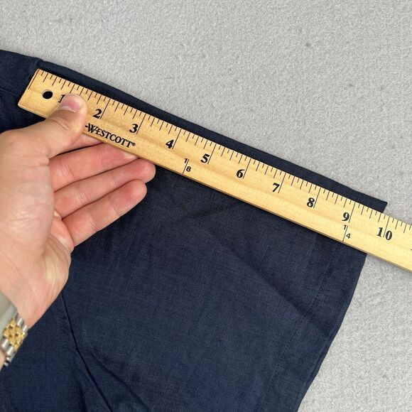 Island Importer Shirt Mens M Blue Linen‎ Short Sleeve Cutaway Collar Button Up - Picture 7 of 11